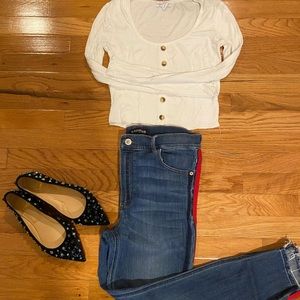 White crop top with buttons